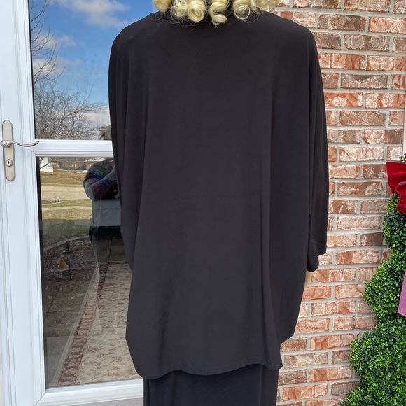 ANNE KLEIN WOMAN OVERSIZED LONG SLEEVE BLACK SHEER LINED BLOUSE 2XL NWT - Picture 3 of 15